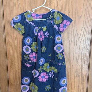 Carter's Corduroy Dress with Purple Flowers, Pockets, and Button Accents-Girls 4
